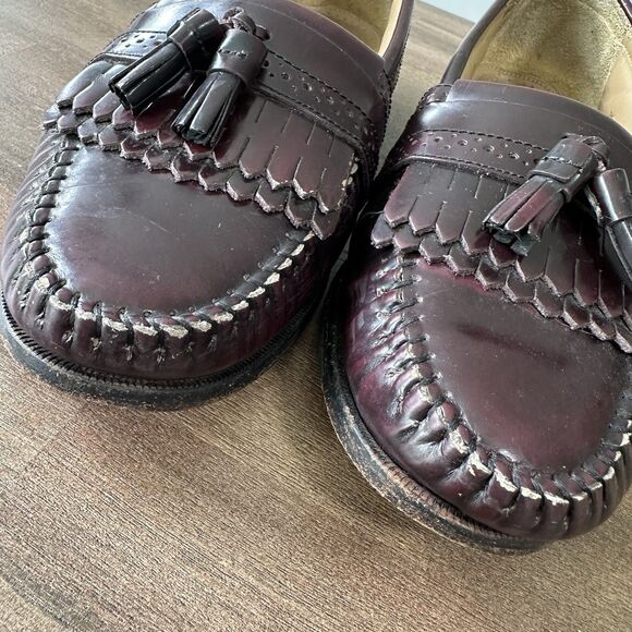 GH Bass Weejuns Leather Loafers Men 8.5D Wine Burgundy Tassel Kiltie Fringe main image 4